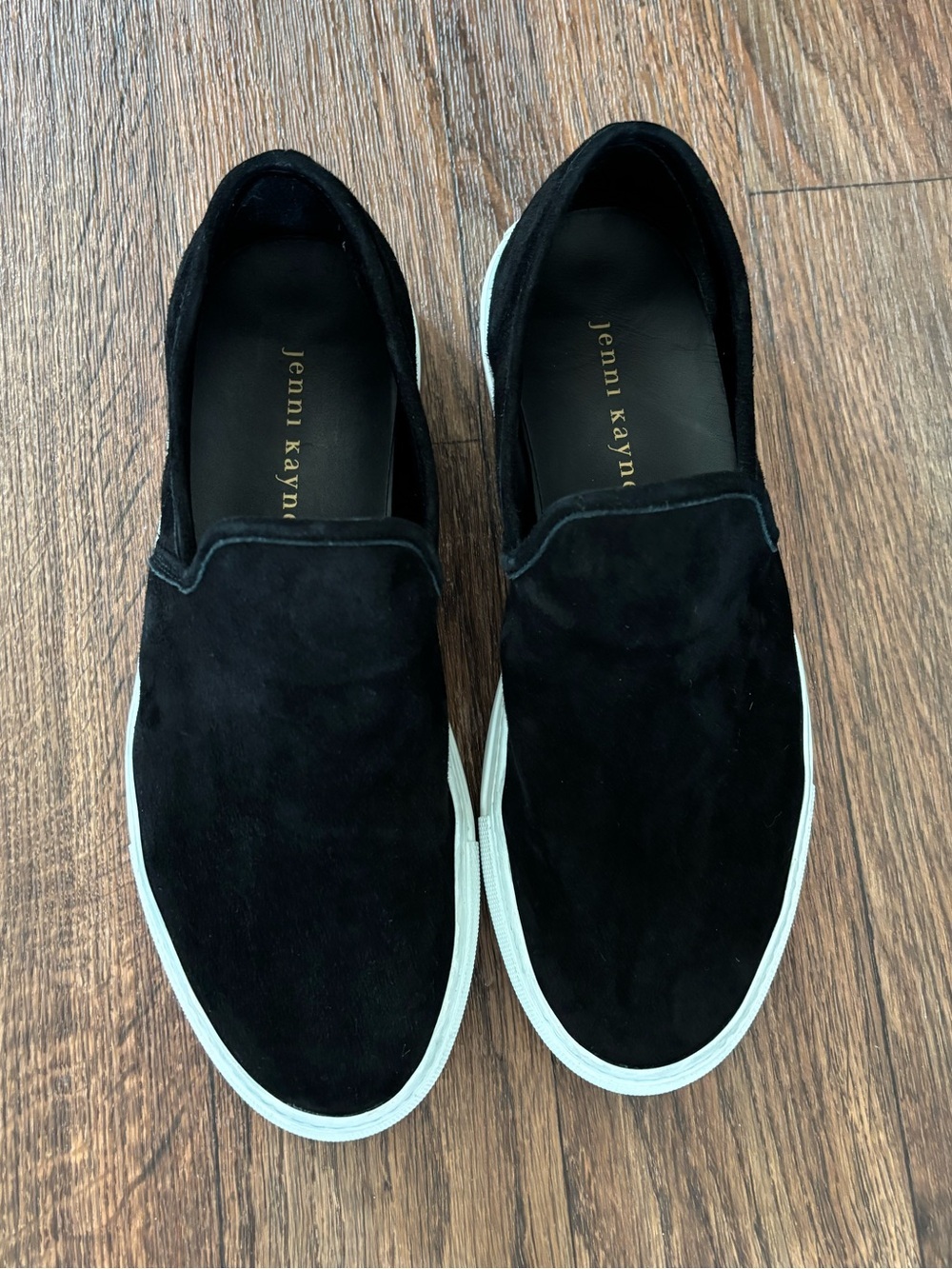 Jenni Kayne Lounger Sneakers Black Suede Slip On Comfort Casual Neutral SZ 10